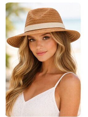 Madewell Packable Braided Straw Hat Light Stone Women's Size M/L